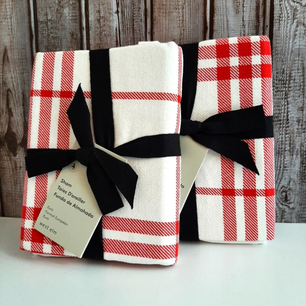 West Elm Farmhouse Plaid King Duvet Cover & Euro Shams